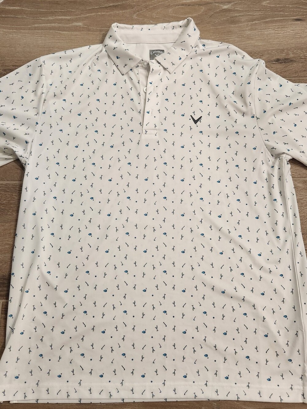 Callaway Men’s White Polo with Blue Micro Print